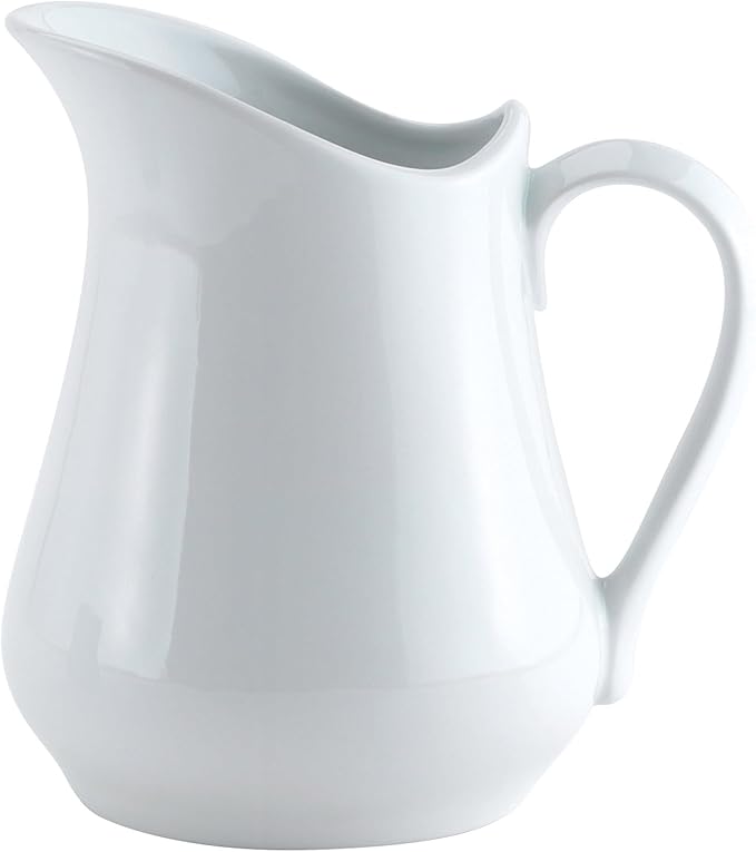 HIC Kitchen Creamer Pitcher With Handle, Fine Porcelain, 16-Ounce Capacity, For Coffee, Tea, Dressings, Syrups, Sauces