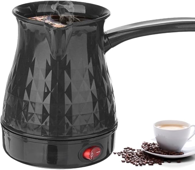 Coffee Maker, ABS Stainless Steel Electric Arabic, Greek & Turkish Coffee Pot, 600ml Even Heating Tea Maker Kettle with Removable & Anti Scald Handle for Greek Arabic Tea, Milk