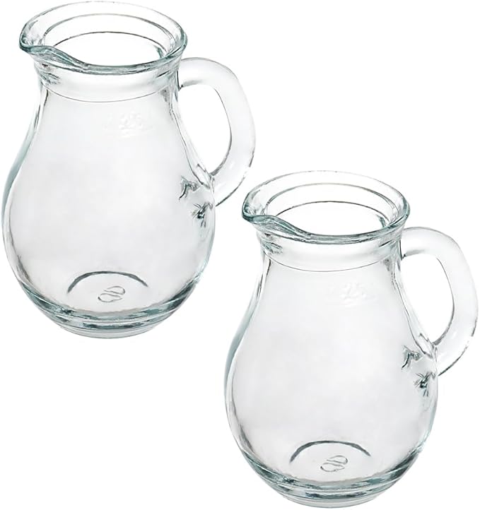 DGQ Elegant Classic Glass Creamer Pitcher - 2 Pcs, 8.5 oz, Milk & Tea Pourer