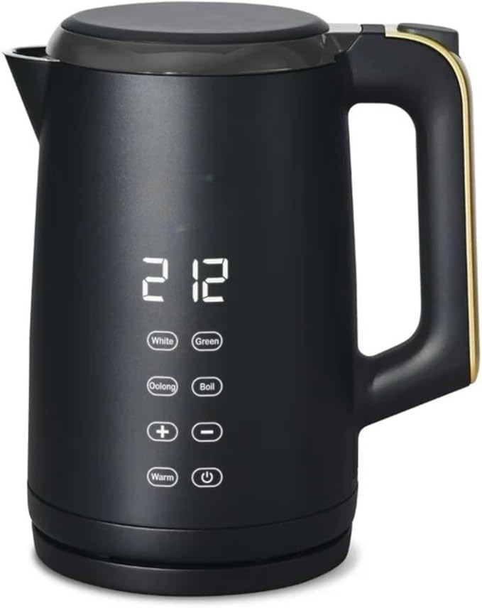 Electric Gooseneck Kettle 1 Liter 1200W, Stainless Steel, Pour Over Coffee Tea, Auto Shut-Off, 360° Cordless Power Base (Black Sesame 1.7L)