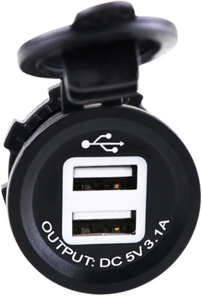 5v Dual USB Car Charger Socket for Motorcycle Boat ATV Powers Mobile Phones GPS and Tablets Simultaneously Easy Installation Red Light Indicator