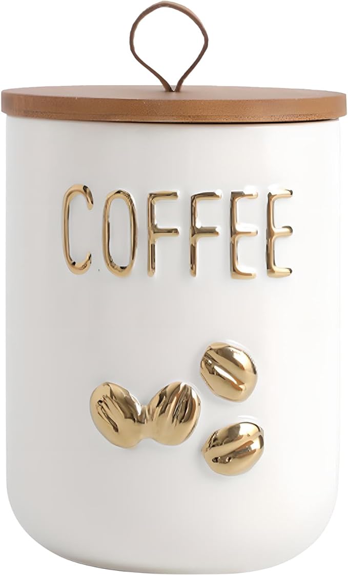 Ceramics Coffee Canisters with Airtight Lids, Simple Style Coffee Bean Storage for Kitchen Countertop, White Coffee Container for Ground Coffee Holder (27.05oz/800ml)