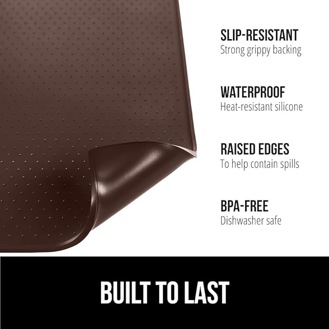 GORILLA GRIP Silicone Coffee Mat, 15x23, Espresso Machine Bar Accessories, Keep Kitchen Counters Clean, Stays in Place, Waterproof and Heat Resistant Dish Drying Mats, Home Decor Essentials, Brown