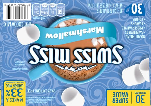 Swiss Miss Chocolate Hot Cocoa Mix With Marshmallows, Hot Cocoa Bar Supplies, 1.38 oz., Envelopes (Pack of 60)