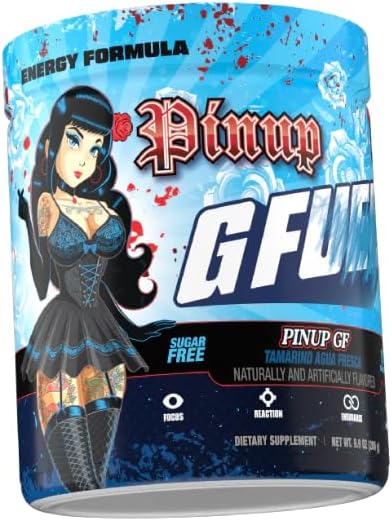 G Fuel Pinup GF Energy Drink Powder, Pre Workout Caffeine Mix for Gaming, Sugar Free Focus Amino, Vitamin + Antioxidants, 9.8oz (Tamarind Agua Fresca, 40 Servings)