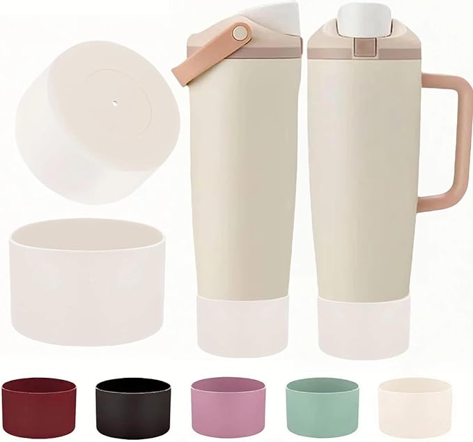2PCS Silicone Boot for Black Cherry Owala 30oz & 40oz FreeSip Sway Bottles & Tumblers, Anti-Slip Protective Sleeve