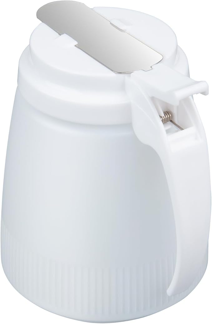 Restaurantware-Chef 101 32 Ounce All Purpose Syrup Dispensers, 10 Honey Dispensers - White Top, Stainless Steel Slide Cover, Plastic Pancake Syrup Bottle, Perfect For Diners, Restaurants, Home