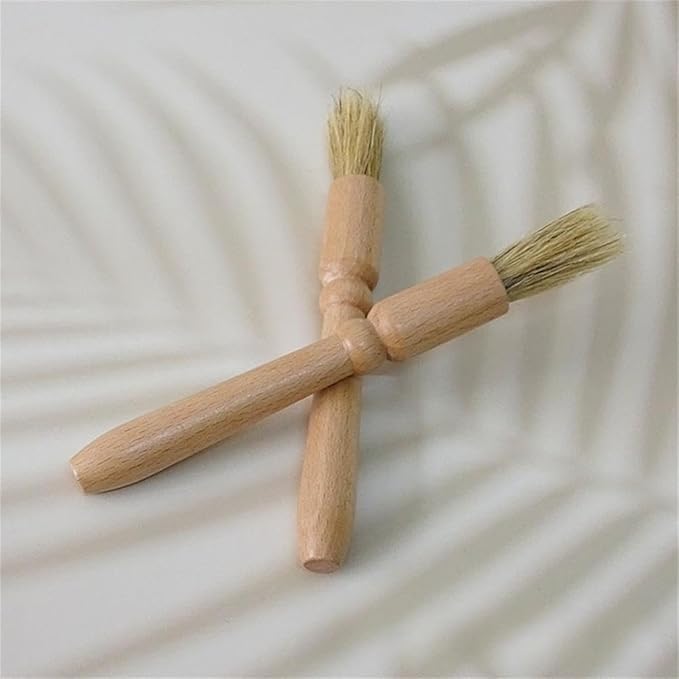 Coffee Grinder Cleaning Brush 2Pcs, Wood Handle & Natural Bristles Wood Dusting Espresso Brush Accessories for Bean Grain Coffee Tool Barista Home Kitchen