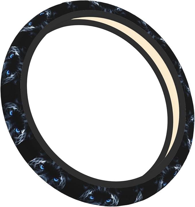 Blue Eyes Panther Car Steering Wheel Cover, 15 Inch Steering Wheel Cover Stylish Decor for Most Cars