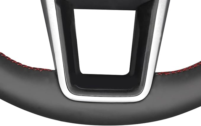 MEWANT Hand Sew Black Genuine Leather Dark Gray Athsuede Steering Wheel Wrap for Audi A6 A6 Allroad A7 RS 6 Avant RS 7