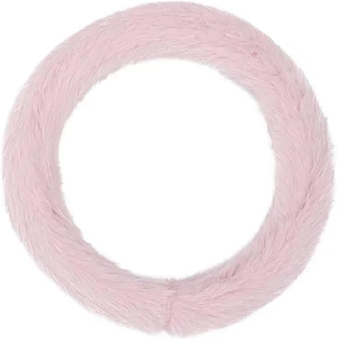 Car Steering Wheel Cover Handlebar Cover for Girls Winter Plush Warm Non-Slip Simple Women's Pink Handlebar Cover(Plush Simple Black)