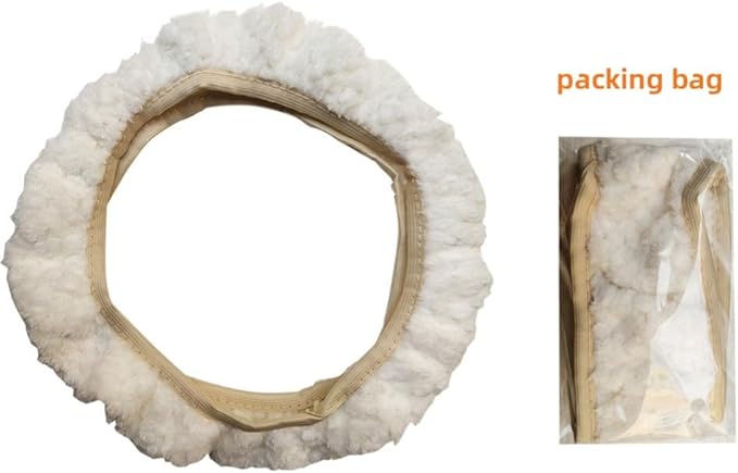 15 Inch Soft Dot Plush Steering Wheel Cover Anti-Slip Comfortable Winter Grip Universal Fit for Most Car Truck Vehicle SUV (Beige)
