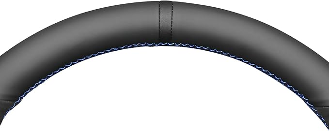 MEWANT Hand Stitch Steering Wheel Cover for Ford Focus MK3 ST 2015-2018 / Focus RS 2016-2018 Black Genuine Leather Suede Custom Fit Wrap DIY Interior Upgrade