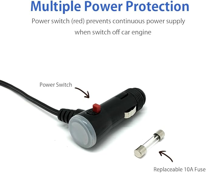 Cliff Top Dual Cigarette Lighter Adapter for Car – 12V Car Charger Splitter with PD USB-C, QC3.0 Fast Charging, Double Cigarette Lighter Sockets, 12V Car Outlet Splitter with Power Switch (45CM Cable)