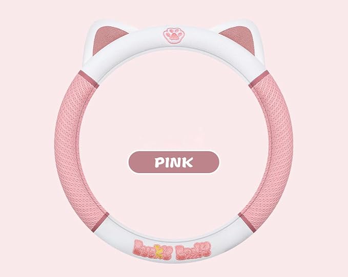 Women's Cartoon Steering Wheel Cover Comfortable, Breathable, Non-Slip All-Season Car Accessory Universal 15-inch Fit Suitable for Sedans, Pickup Trucks, and SUVs