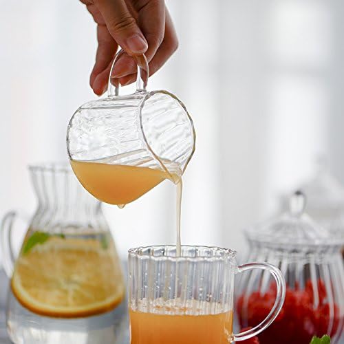 CHOOLD Creative Embossed Stripe Clear Crystal Glass Creamer Jug for Kitchen (4/5.5/9/12oz)