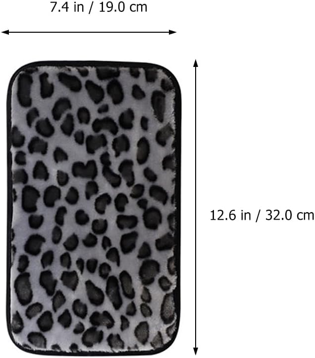 OUNONA Car Center Console Cover Leopard Print Plush Cushion Non-Slip Armrest Pad Soft Protector for SUV Interior Accessories 12.6X7.48 Inches