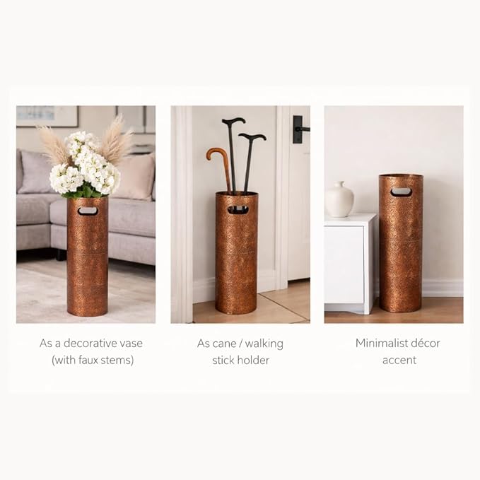 Concepts 21 inch Heavy Duty Metal Umbrella Stand - Durable Storage Holder for Umbrellas - Indoor and Outdoor Use - Stylish and Modern Organizer for Entryways. (Copper Lace)
