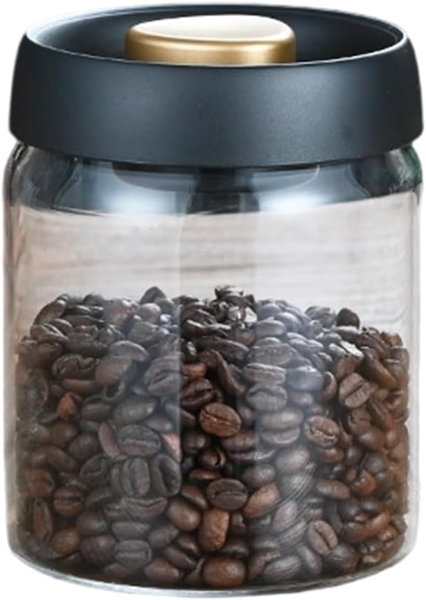 Sealed Glass Coffee Storage Canister Press Vacuum Seal Container for Bean Seasonings Dry Food Vacuum Press Coffee Container with Silicone Seal