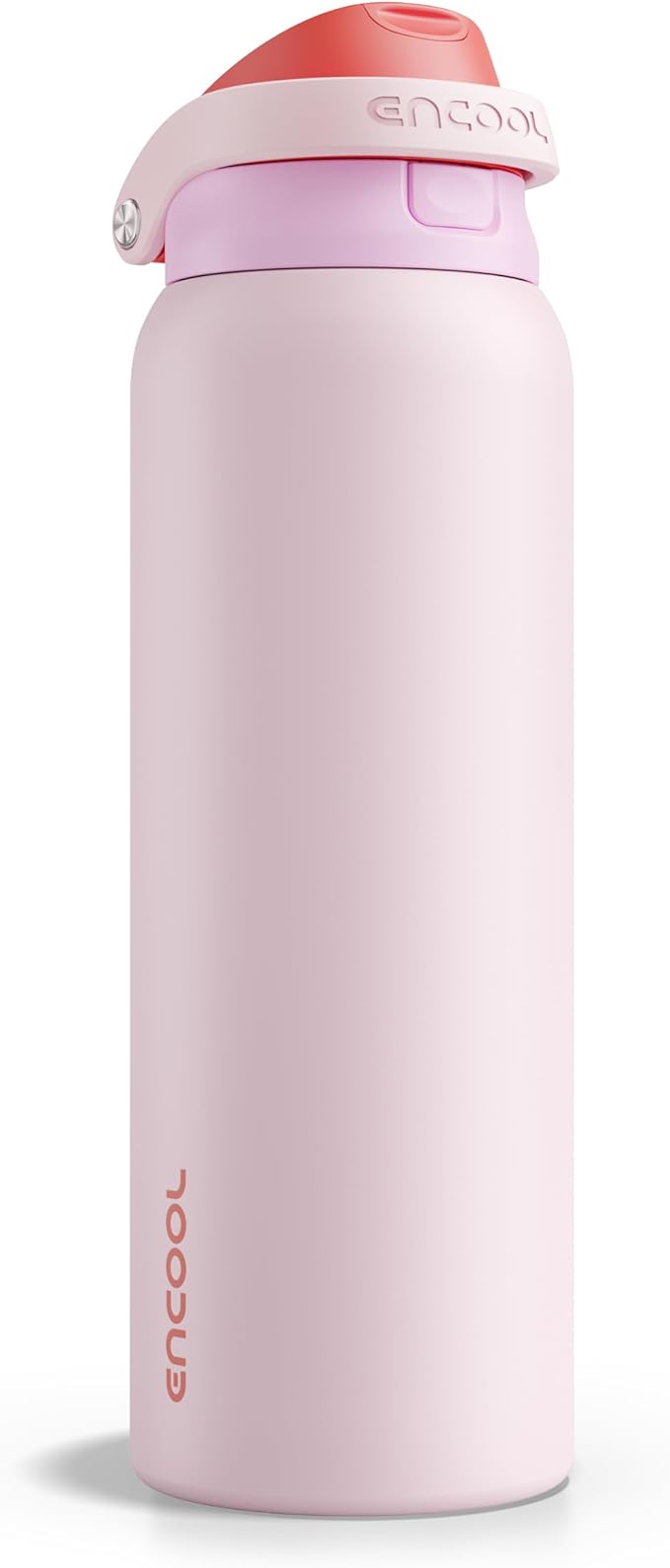 ENCOOL Leakproof Insulated Water Bottle with Straw Dual-Sip Water Bottle Bag-Safe Design for Work, Commute & Gym – Keeps Drinks Cold All Day, 40 oz, Lychee Pink