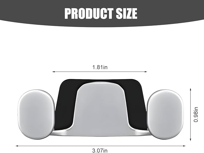 Car Mini Hook, Multifunctional Vehicle Backseat Storage Hanging Double Hook, Self-Adhesive Auto Dashboard Organizer for Earphones Charging Cable, Universal for SUV RV Truck (Silver)