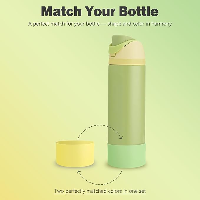 2PCS Silicone Boot for Owala 24oz FreeSip Water Bottle, Anti-Slip Scratch-Resistant Bottom Sleeve, Protective Sports Bottles Accessories, BPA-Free