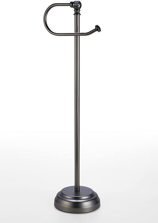 SunnyPoint Classic Bathroom Free Standing Toilet Tissue Paper Roll Holder Stand (Black Nickel)