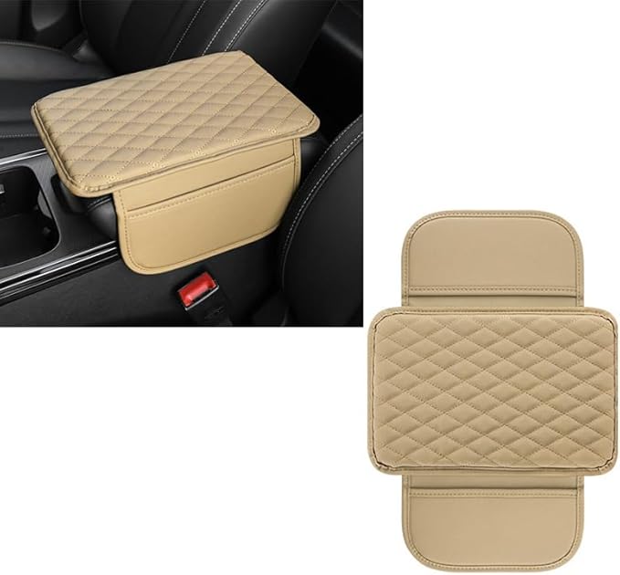 Car Armrest Cushion for Audi A4 allroad (B8 8K) 2011-2015, Car Centre Console Pad Scratch Protection Waterproof Armrest Cushion Interior Accessories,Beige
