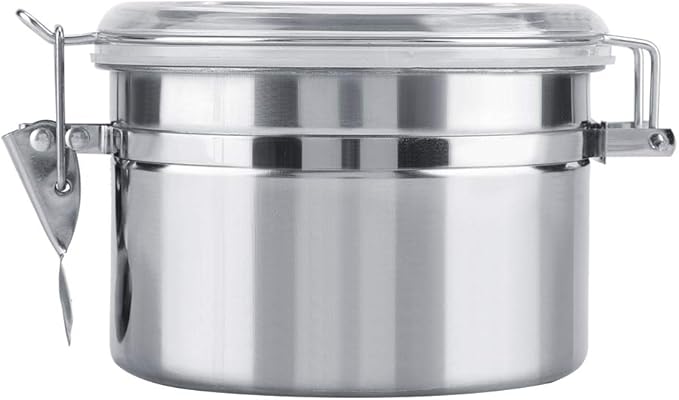 Stainless Steel Coffee Canister, Container Vacuum Sealed Storage Jar with Airtight Clamp Lid for Sugar Tea Bean (Small)