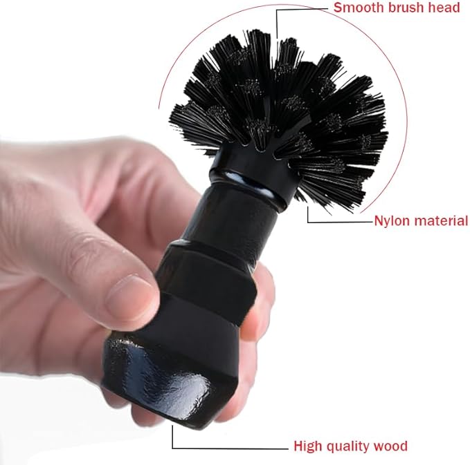 Portafilter Cleaning Brush, Professional Barista Espresso Coffee Cleaning Brush Tool with Wooden Black Handle for Breville Espresso Machine Portafilter Basket (58MM)