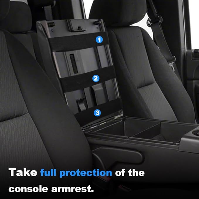 DEYTOP Center Console Cover for Chevy Silverado & Tahoe 2007-2013 Console Armrest Cover for GMC Sierra 2007-2013 Car Cushion Protector Pad (Jump Seat Console ONLY) (Gray with Pad, 07-17 Jump SEAT)
