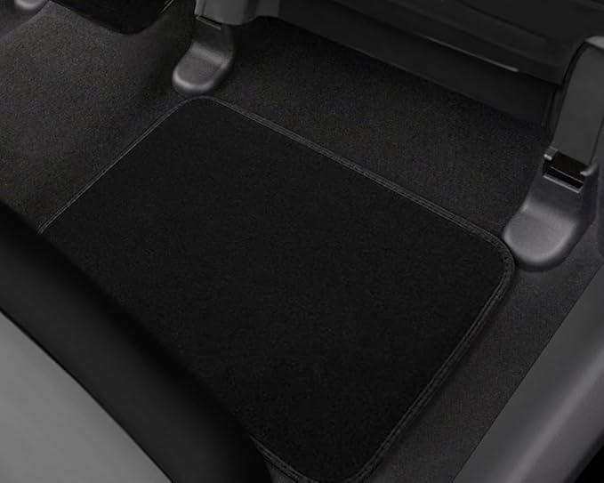 CarsCover Premium Vehicle Mats 4-Piece with Vinyl Heel Pad, Black Carpet Driver Passenger and Rear Floor Mats
