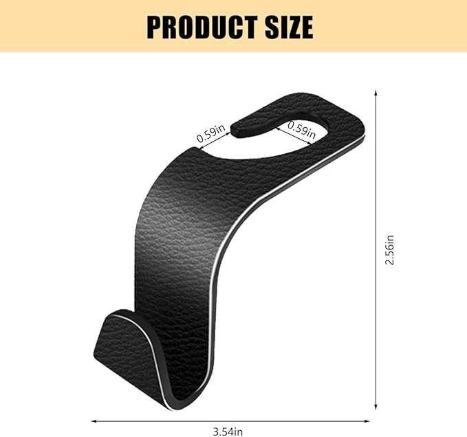 HZEL Car Seat Headrest Hook, 4PCS Vehicle Back Seat Hanger Hook for Purse Coat Umbrella, Multifunctional Auto Interior Storage Organizer Accessories, Universal for SUV RV Truck (Black)