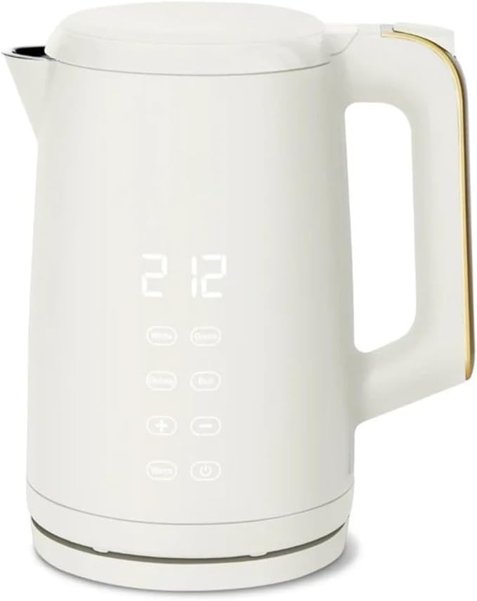 Electric Gooseneck Kettle 1 Liter 1200W, Stainless Steel, Pour Over Coffee Tea, Auto Shut-Off, 360° Cordless Power Base (White 1.7L)