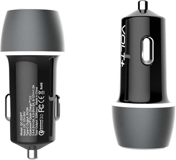 PRO 33 Watt Car Kit Compatible with Kyocera Cadence LTE Plus Data, Durable Quick Adaptive Fast Charging Dual USB-C/MicroUSB Long 4ft Cables