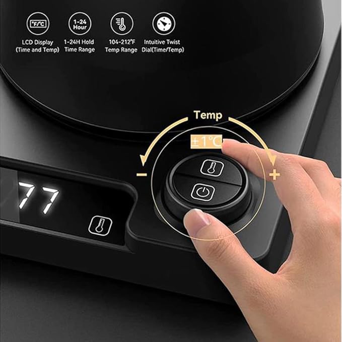 Smart Electric Kettle 1000ML Gooseneck Kettle With Temperature Control and 24H Keep Warm, 304 Stainless Steel Hot Water Kettle For White Tea, Coffee, Boiling Water (Black)