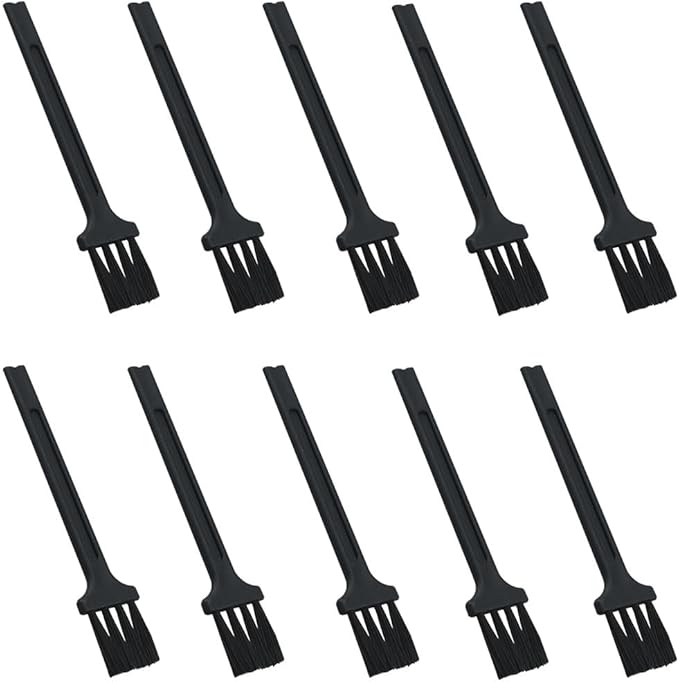 10PCS Plastic Cleaning Brush 8cm/3.15in Keyboard Brush Chain Small Brush For Powder Residue Object Coffee Machine Cleaning PCB Board Spice Grinder Food Processor Cleaning Brush Black