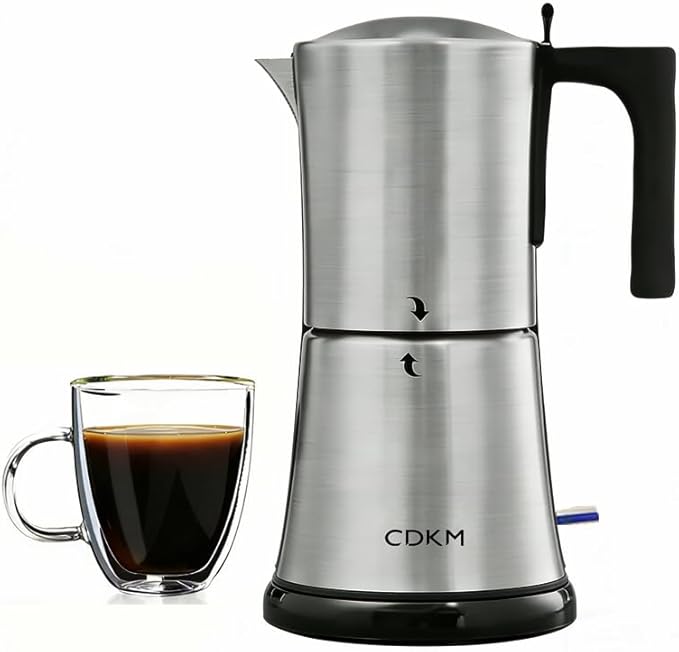 Fully automatic mocha coffee pot,moka pot stainless steel,One-touch Electric Coffee Maker,3-6 Cups 350ml espresso machine, Anti-scalding, Automatic power-off,Gift Idea,Safety