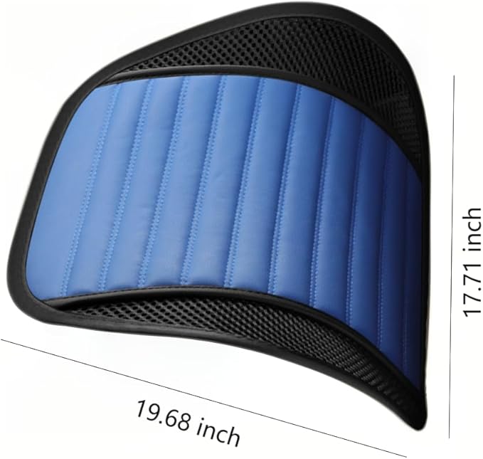 Premium Car Interior Back Support - Versatile Lumbar Cushion for Driver Seat with Breathable Fabric and Adjustable Strap. (2, Blue)