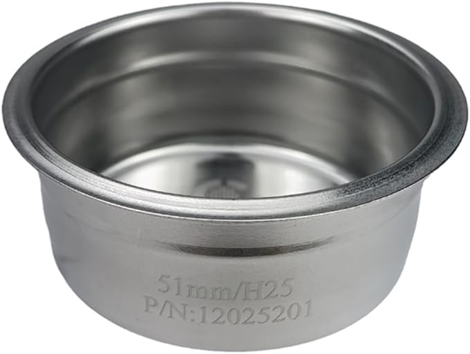 Stainless Steel Coffee Filter, 51mm Double Cup (Single Wall/Non-pressurized) Compatible with DLG EC885/9155/9255/9355/9555/9665/9865, SMEG & EUPA Coffee Machine