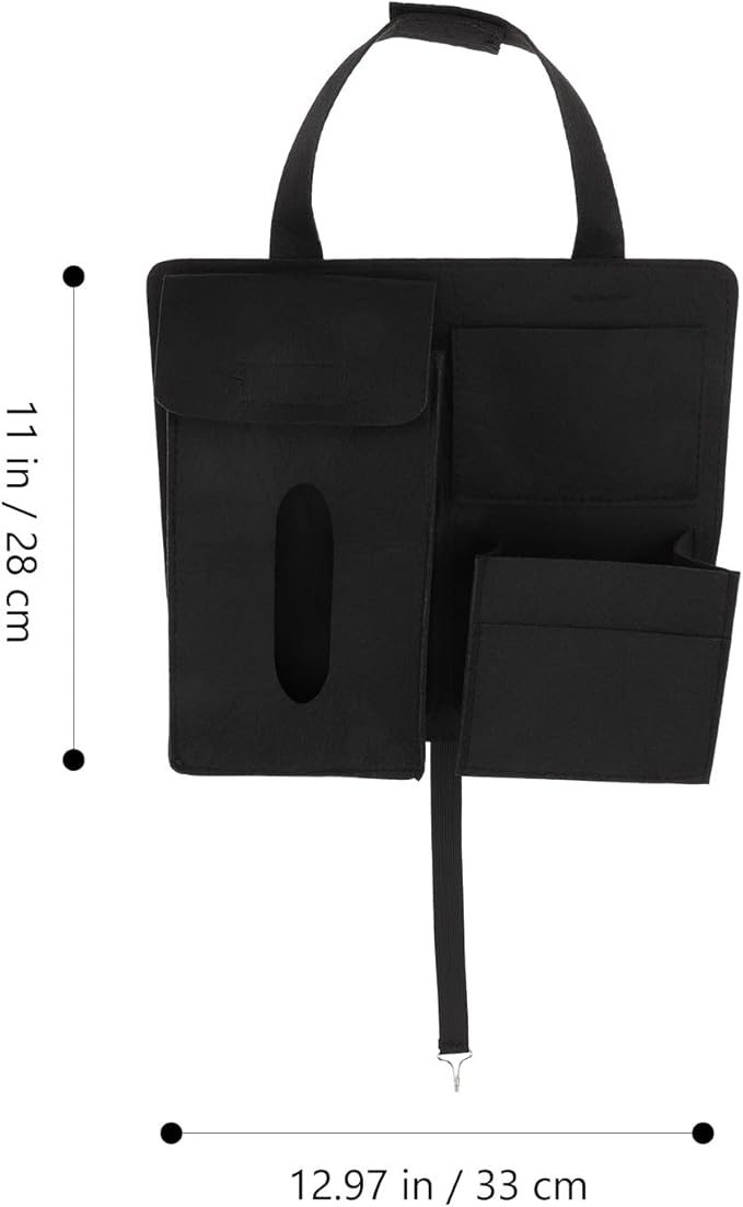 Yardwe Felt Backseat Car Organizer Storage Bags 2pcs Hanging Auto Seats Storage Pouch Black for Vehicle Interior Accessories