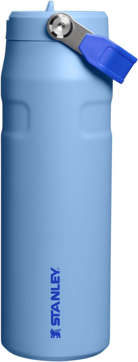 Stanley IceFlow Flip Straw 2.0 Water Bottle 24 OZ | Built-In Straw with Larger Opening | Lightweight & Leak-Resistant | Insulated Stainless Steel | BPA-Free | Blue Sky