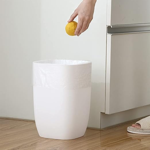 Bathroom Trash Can, Small Garbage Can for Bedroom, Living Room, Kitchen, Slim Cute Plastic Waste Basket for Office, 7L, Matt White