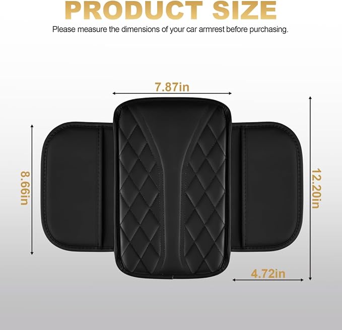 Center Console Cover Fit for RAV4 Scratch & Wear Resistant Waterproof Middle Console Cover with 2 Storage Bags(Black)