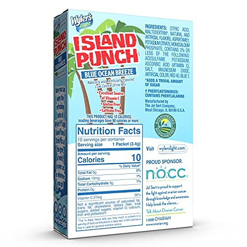 Wyler's Light Island Punch, Blue Ocean Breeze, 10 CT (Pack - 12)