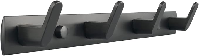 ULIBERMAGNET Magnetic Hooks,Heavy Duty Coat Magnetic Rack,Strong Rubber Magnetic Hanger for Refrigerator,Metal Cabinet,Hanging Coat, Towel, Bag, Backpack(Matte Black/4 Hooks)