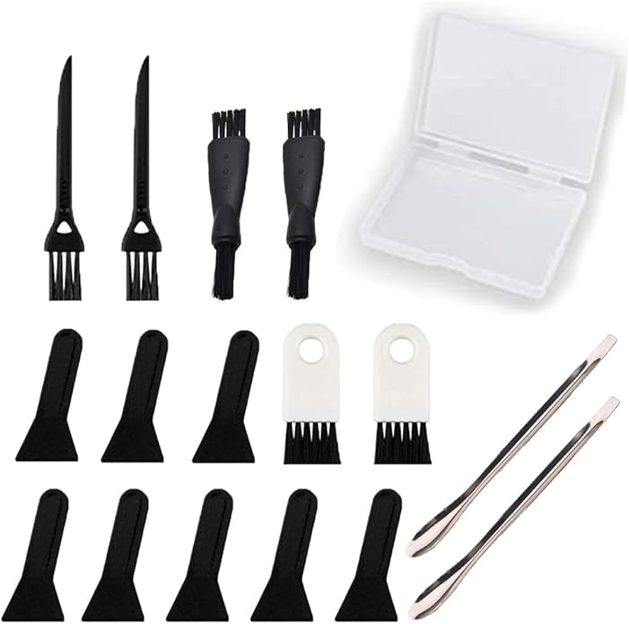 Black Scrapers, LoutLivs Brushes & Spoons Kit for Herb Grinder (Keef Scraper Brushes & Spoons Kits