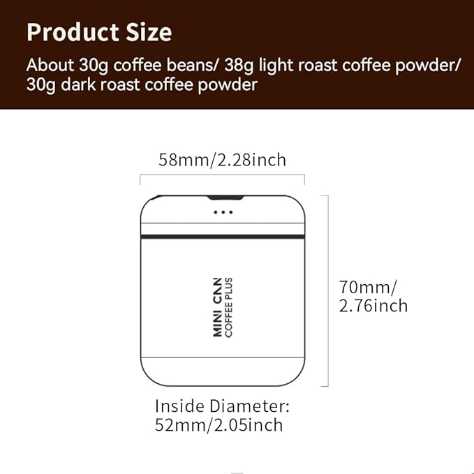 watchget Portable Mini Airtight Coffee Canister for 1cup - Stainless Steel Coffee Bean Storage with CO2 Releasing Valves, Compact and Travel-Friendly Container for 1oz/30g Beans, Grounds, Dark