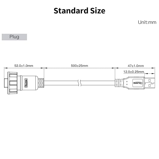 CNLINKO USB 3.0 Type A Male Plug to Male Plug with 0.5M Cable Connector Outdoor Waterproof IP67 Data Power Industrial Connector Port