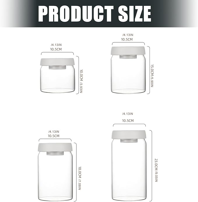 Sealed Glass Coffee Storage Canister Press Vacuum Seal Container for Bean Seasonings Dry Food Vacuum Press Coffee Container with Silicone Seal
